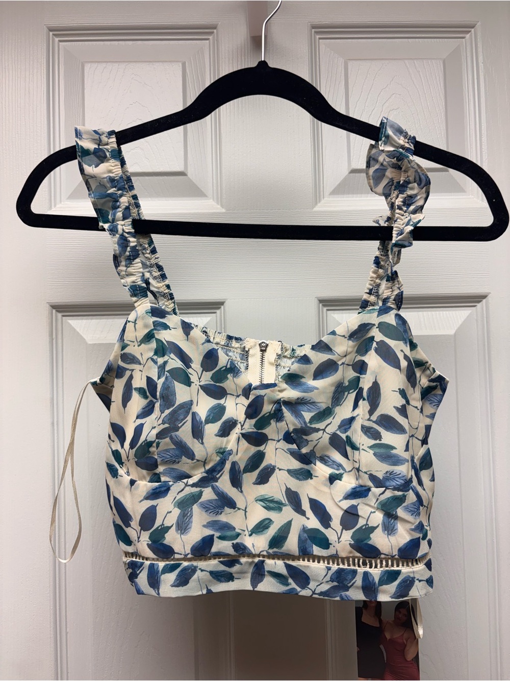 NWT Kendall + Kylie Indigo Tropical Leaf Print Cropped Bustier Tank Top | Size M